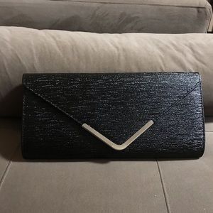 Asymmetric Black Textured Clutch, NWT